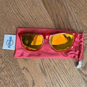 OAKLEY Frogskins Sunglasses -Pink Frames, Yellow Plutonite Lenses POLARIZED